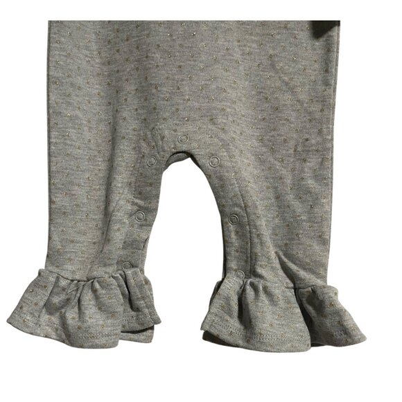 Mud Pie Baby Girl Pumpkin Long Sleeve Romper Ruffle 3-6 Months Gray Halloween - Picture 4 of 8